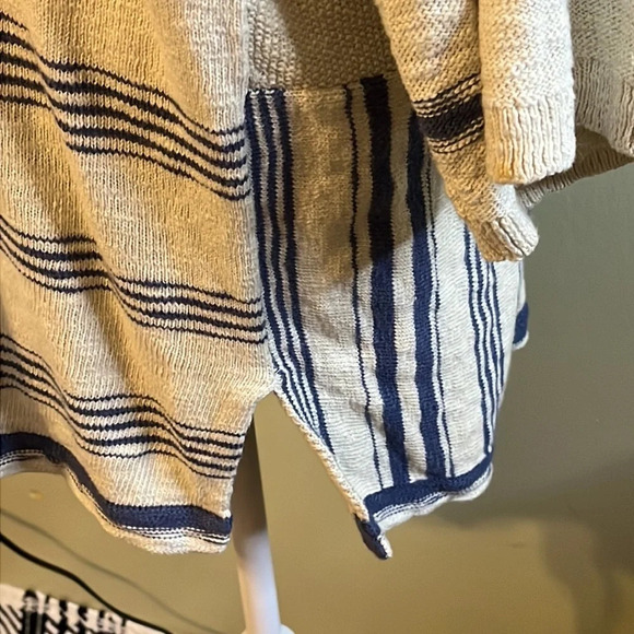 Pure Jill cotton striped blue white open front longline cardigan size medium - Picture 9 of 16